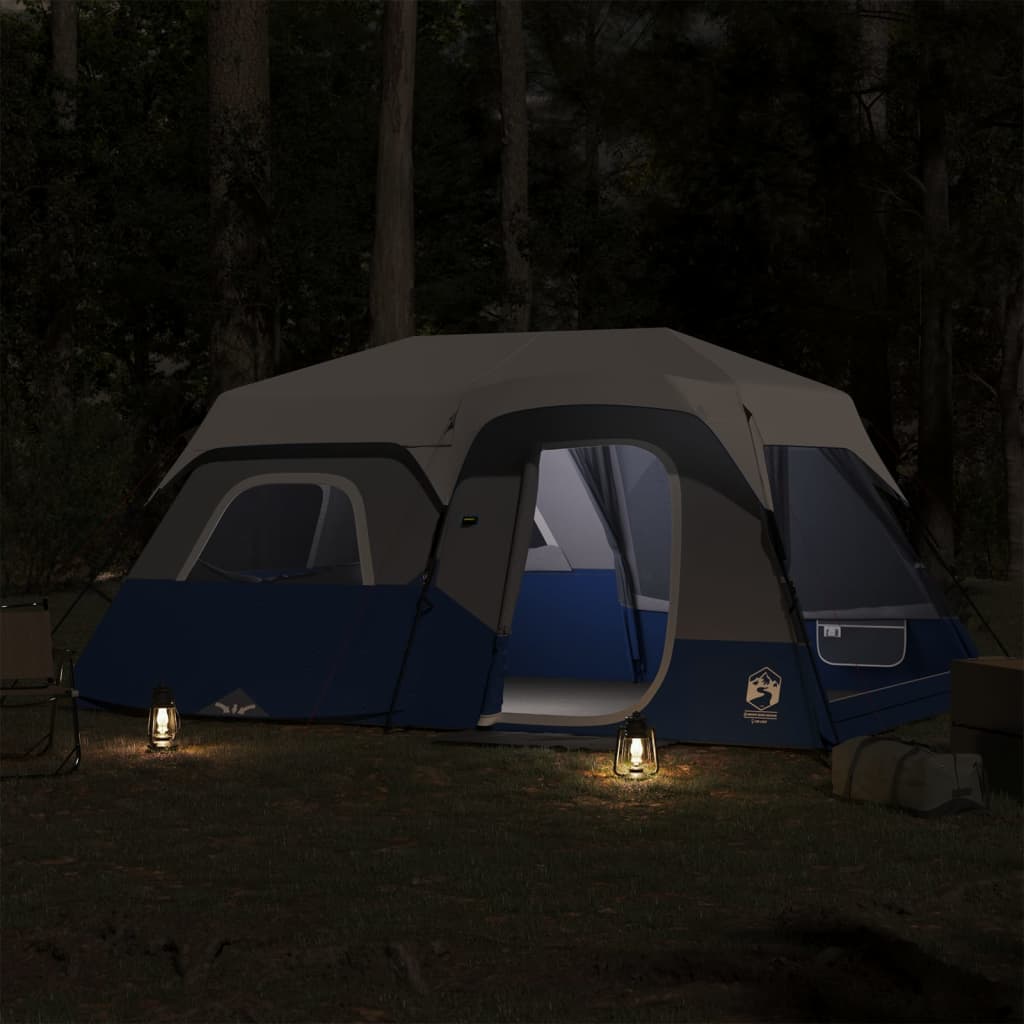 Tenda Famiglia con LED 9 Persone Blu Chiaro a Rilascio Rapido 94310