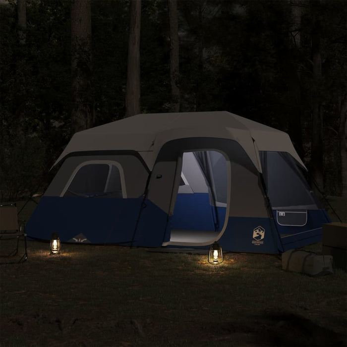 Tenda Famiglia con LED 9 Persone Blu Chiaro a Rilascio Rapido 94310