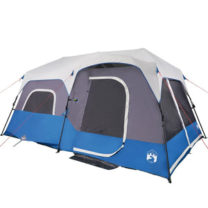 Tenda Famiglia con LED 9 Persone Blu Chiaro a Rilascio Rapido 94310