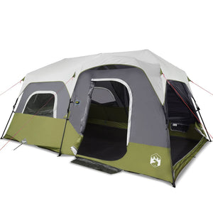 Tenda Famiglia con LED 9 Persone Verde Chiaro Rilascio Rapido 94311