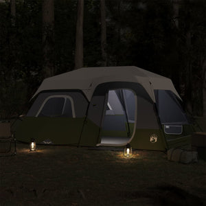 Tenda Famiglia con LED 9 Persone Verde Chiaro Rilascio Rapido 94311
