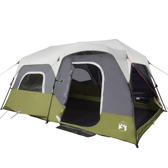 Tenda Famiglia con LED 9 Persone Verde Chiaro Rilascio Rapido 94311
