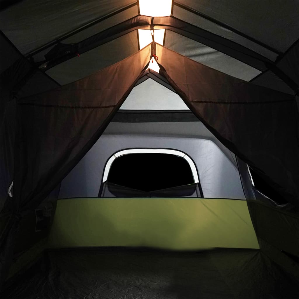 Tenda Famiglia con LED 9 Persone Verde Chiaro Rilascio Rapido 94311