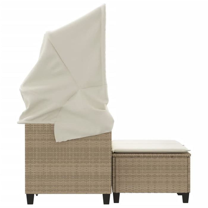 Divano Giardino 2 Posti-Sofa da Giardino-Divanetto da esterno Baldacchino e Sgabelli Beige Polyrattan 313969