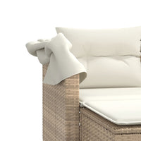 Divano Giardino 2 Posti-Sofa da Giardino-Divanetto da esterno Baldacchino e Sgabelli Beige Polyrattan 313969