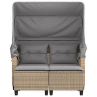 Divano Giardino 2 Posti-Sofa da Giardino-Divanetto da esterno Baldacchino e Sgabelli Beige Polyrattan 862764