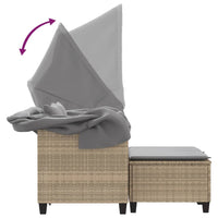 Divano Giardino 2 Posti-Sofa da Giardino-Divanetto da esterno Baldacchino e Sgabelli Beige Polyrattan 862764