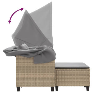 Divano Giardino 2 Posti-Sofa da Giardino-Divanetto da esterno Baldacchino e Sgabelli Beige Polyrattan 862764