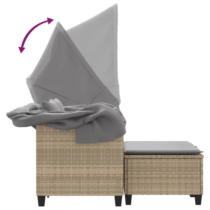 Divano Giardino 2 Posti-Sofa da Giardino-Divanetto da esterno Baldacchino e Sgabelli Beige Polyrattan 862764