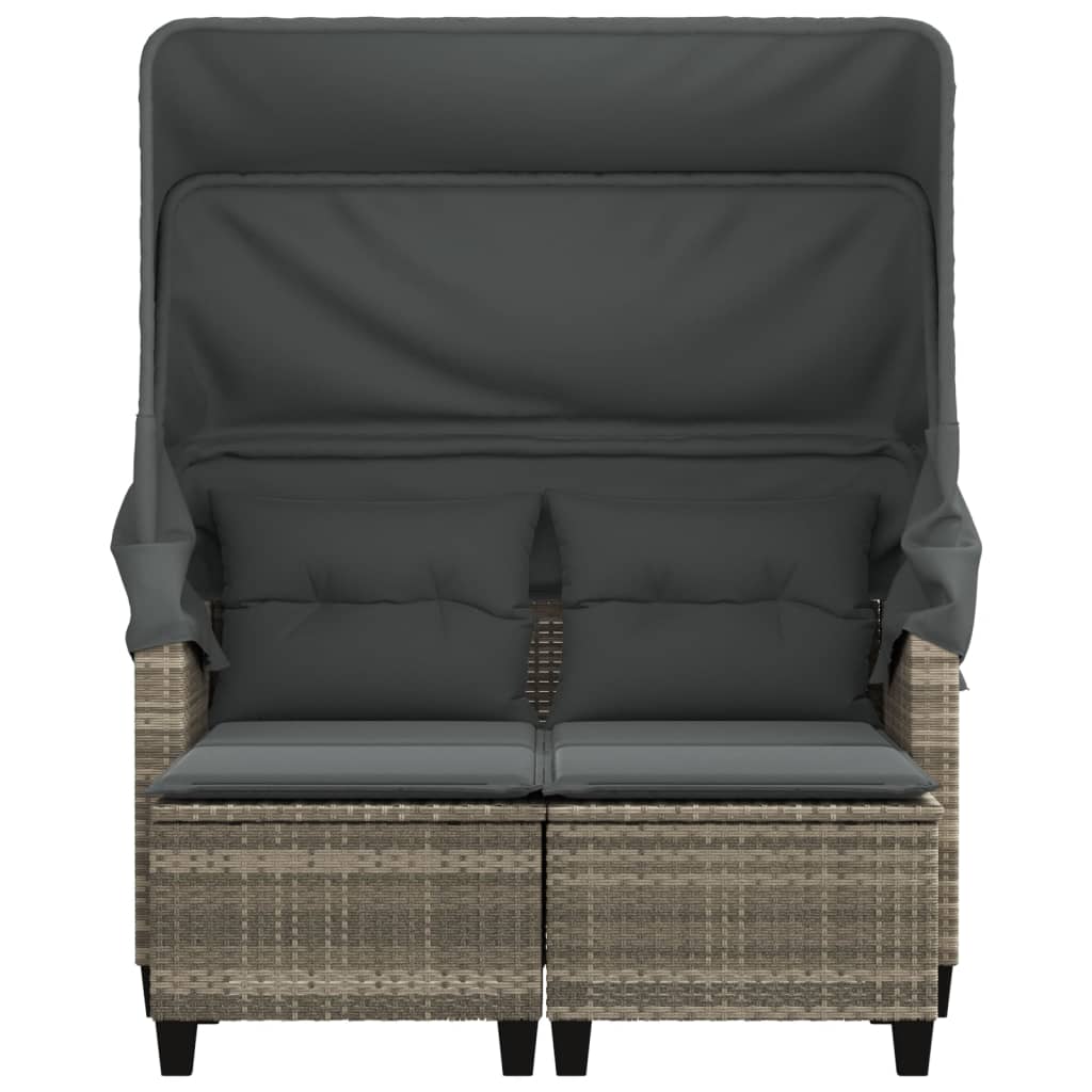 Divano Giardino 2 Posti-Sofa da Giardino-Divanetto da esterno Tetto Sgabelli Grigio Chiaro Polyrattan