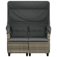 Divano Giardino 2 Posti-Sofa da Giardino-Divanetto da esterno Tetto Sgabelli Grigio Chiaro Polyrattan