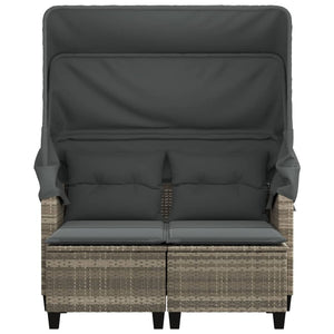 Divano Giardino 2 Posti-Sofa da Giardino-Divanetto da esterno Tetto Sgabelli Grigio Chiaro Polyrattan