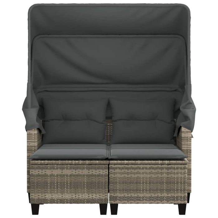 Divano Giardino 2 Posti-Sofa da Giardino-Divanetto da esterno Tetto Sgabelli Grigio Chiaro Polyrattan