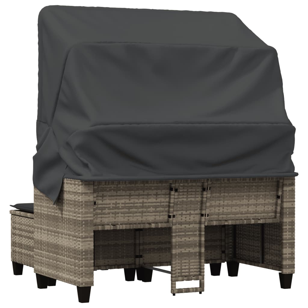Divano Giardino 2 Posti-Sofa da Giardino-Divanetto da esterno Tetto Sgabelli Grigio Chiaro Polyrattan