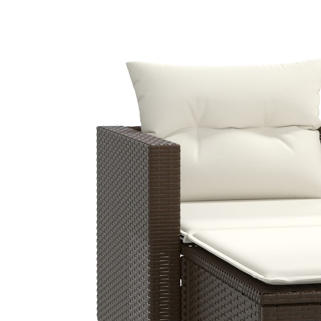 Divano da Giardino 2 Posti con Sgabelli Marrone in Polyrattan 365792