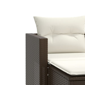 Divano da Giardino 2 Posti con Sgabelli Marrone in Polyrattan 365792