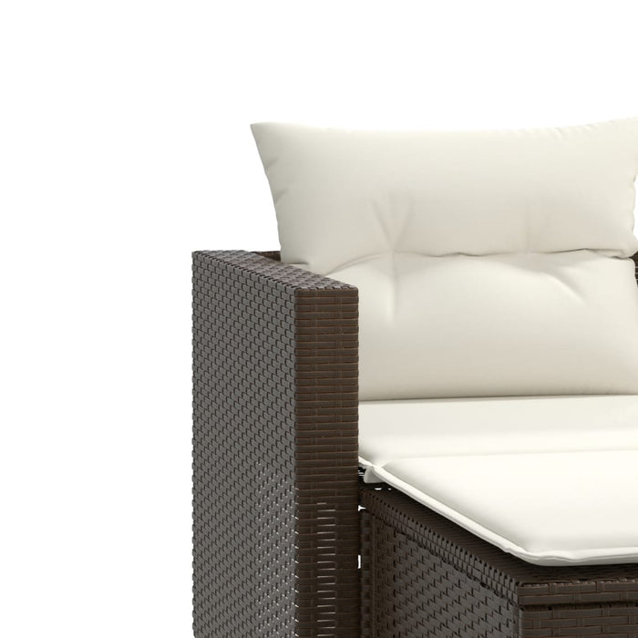 Divano da Giardino 2 Posti con Sgabelli Marrone in Polyrattan 365792