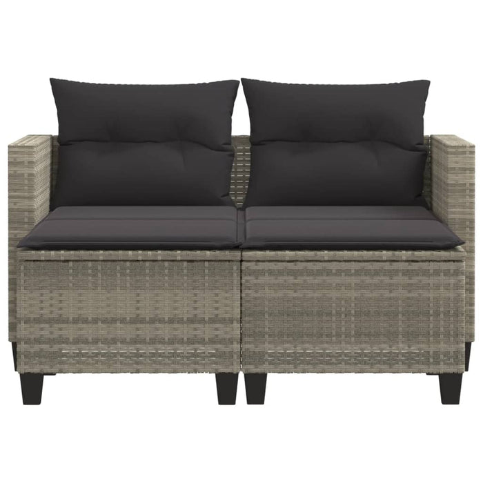 Divano da Giardino 2Posti con Sgabelli Grigio Chiaro Polyrattan 365796