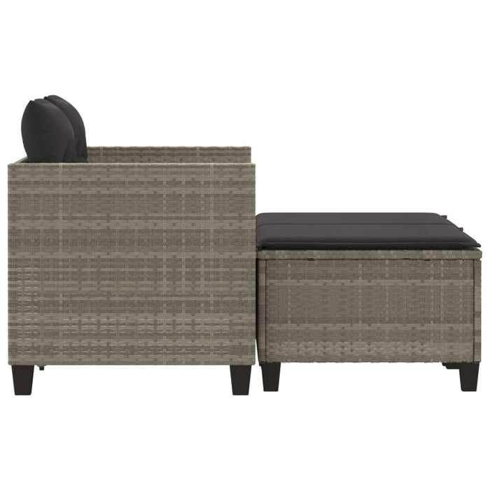 Divano da Giardino 2Posti con Sgabelli Grigio Chiaro Polyrattan 365796