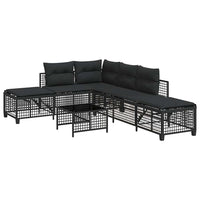 vidaXL Set Divani ad Angolo 3 pz con Cuscini in Polyrattan Nero