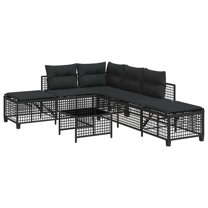 vidaXL Set Divani ad Angolo 3 pz con Cuscini in Polyrattan Nero