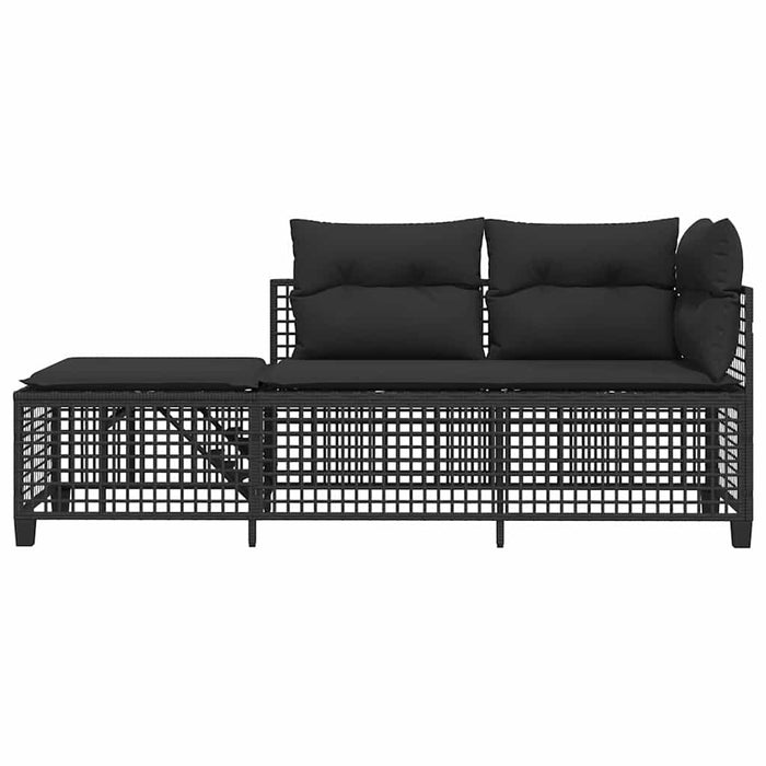 vidaXL Set Divani ad Angolo 3 pz con Cuscini in Polyrattan Nero