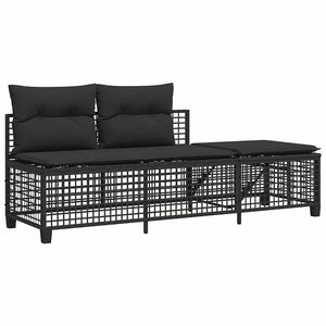 vidaXL Set Divani ad Angolo 3 pz con Cuscini in Polyrattan Nero