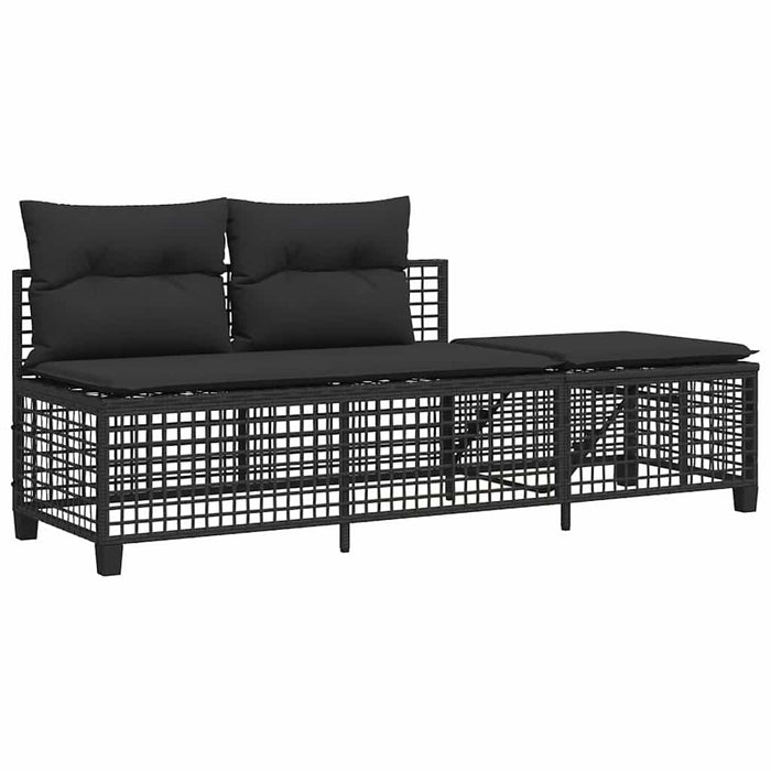vidaXL Set Divani ad Angolo 3 pz con Cuscini in Polyrattan Nero