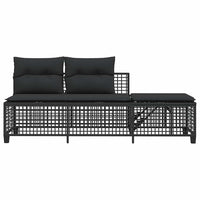 vidaXL Set Divani ad Angolo 3 pz con Cuscini in Polyrattan Nero