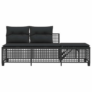 vidaXL Set Divani ad Angolo 3 pz con Cuscini in Polyrattan Nero