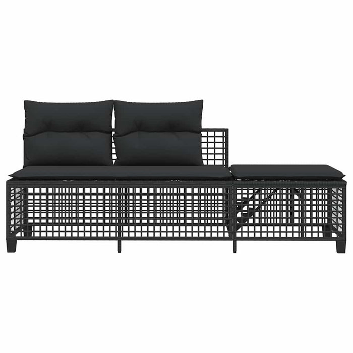 vidaXL Set Divani ad Angolo 3 pz con Cuscini in Polyrattan Nero