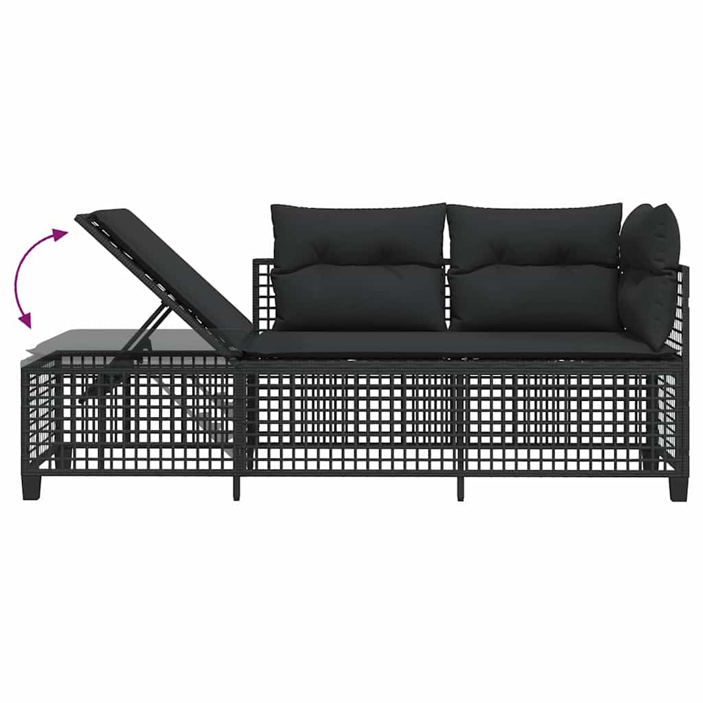 vidaXL Set Divani ad Angolo 3 pz con Cuscini in Polyrattan Nero