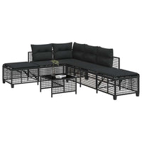 vidaXL Set Divani ad Angolo 3 pz con Cuscini in Polyrattan Nero