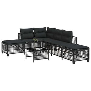 vidaXL Set Divani ad Angolo 3 pz con Cuscini in Polyrattan Nero