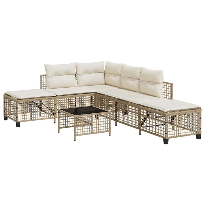 Set Divano ad Angolo 3 pz con Cuscini Beige in Polyrattan 365447
