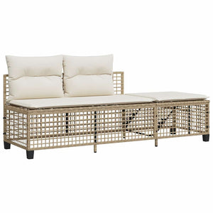 Set Divano ad Angolo 3 pz con Cuscini-Sofa Relax-Divanetto Beige in Polyrattan