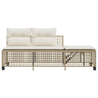 Set Divano ad Angolo 3 pz con Cuscini-Sofa Relax-Divanetto Beige in Polyrattan