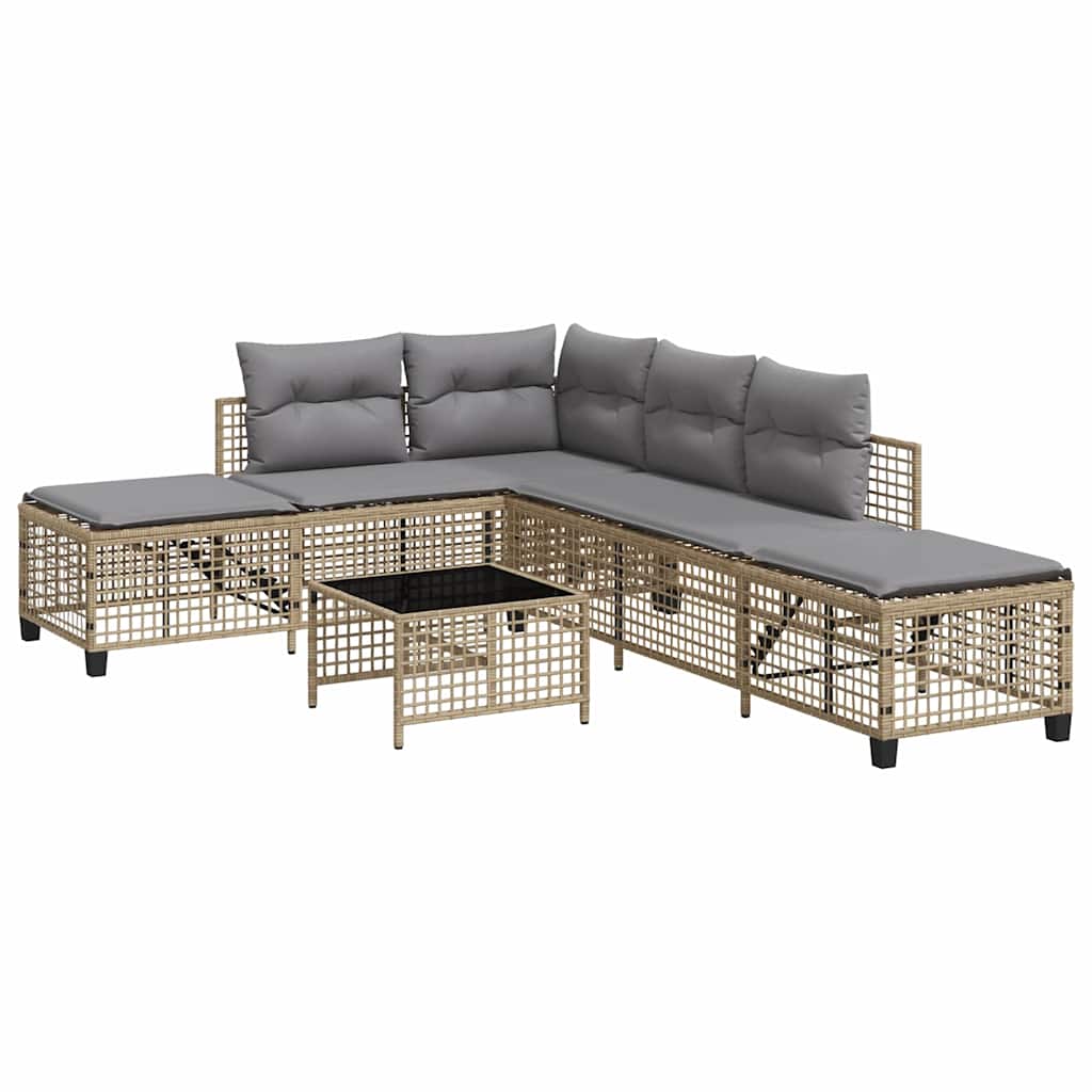 Set Divano ad Angolo 3 pz con Cuscini-Sofa Relax-Divanetto Beige Misto Polyrattan
