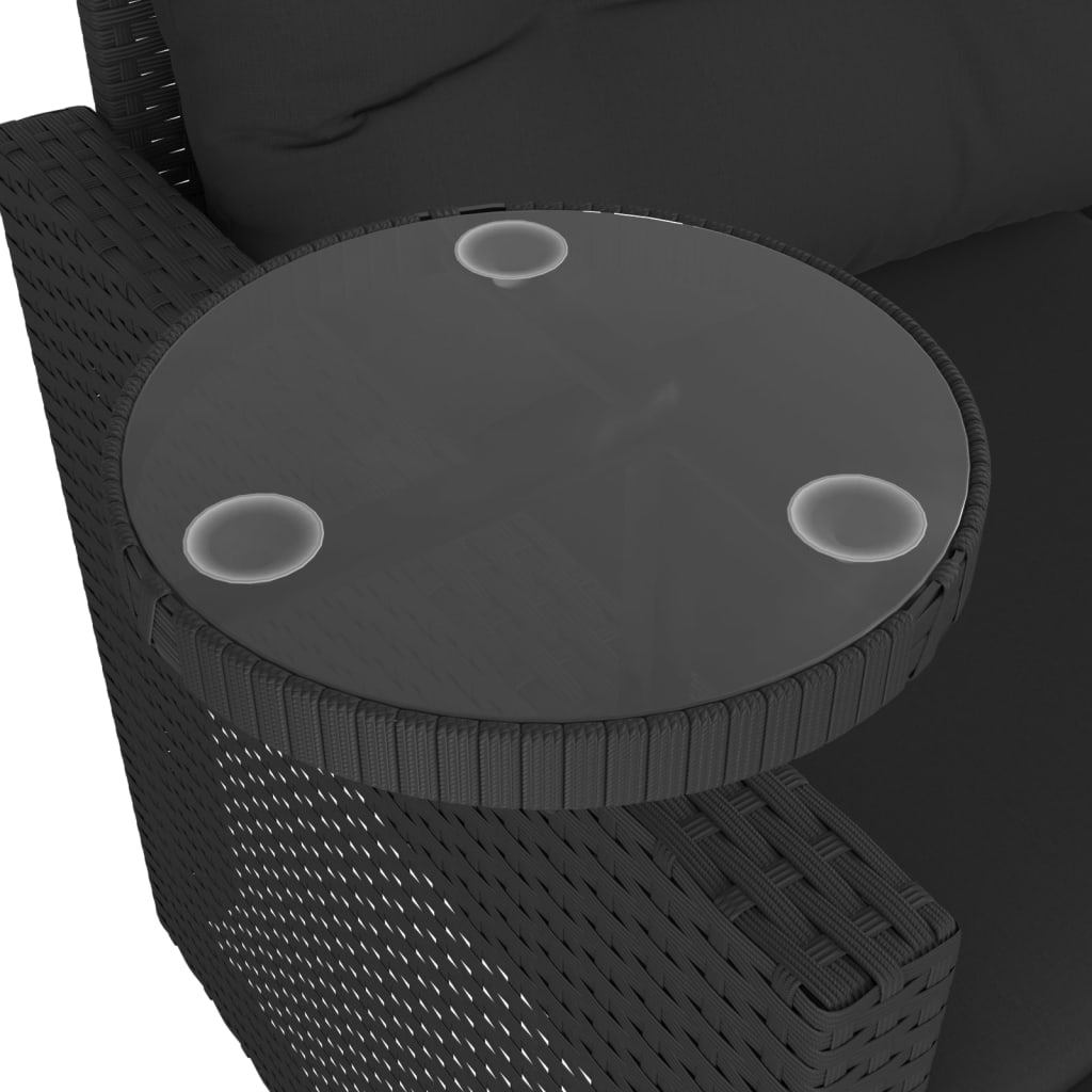 vidaXL Set Divani da Giardino 3 pz con Cuscini in Polyrattan Nero