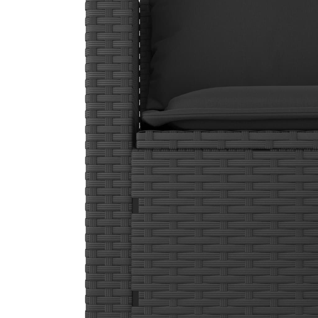 vidaXL Set Divani da Giardino 3 pz con Cuscini in Polyrattan Nero