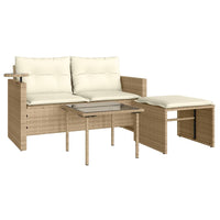 Set Divano da Giardino 3 pz con Cuscini Beige in Polyrattan 365461