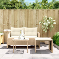 Set Divano da Giardino 3 pz con Cuscini-Sofa da Giardino-Divanetto da esterno Beige in Polyrattan 484196