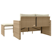 Set Divano da Giardino 3 pz con Cuscini-Sofa da Giardino-Divanetto da esterno Beige in Polyrattan 484196