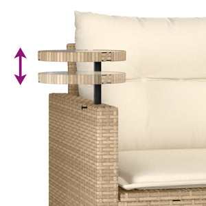 Set Divano da Giardino 3 pz con Cuscini Beige in Polyrattan 365461