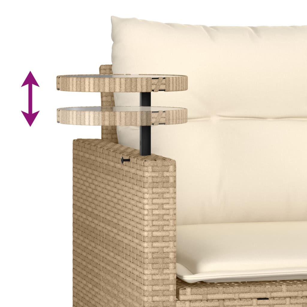 Set Divano da Giardino 3 pz con Cuscini Beige in Polyrattan 365461