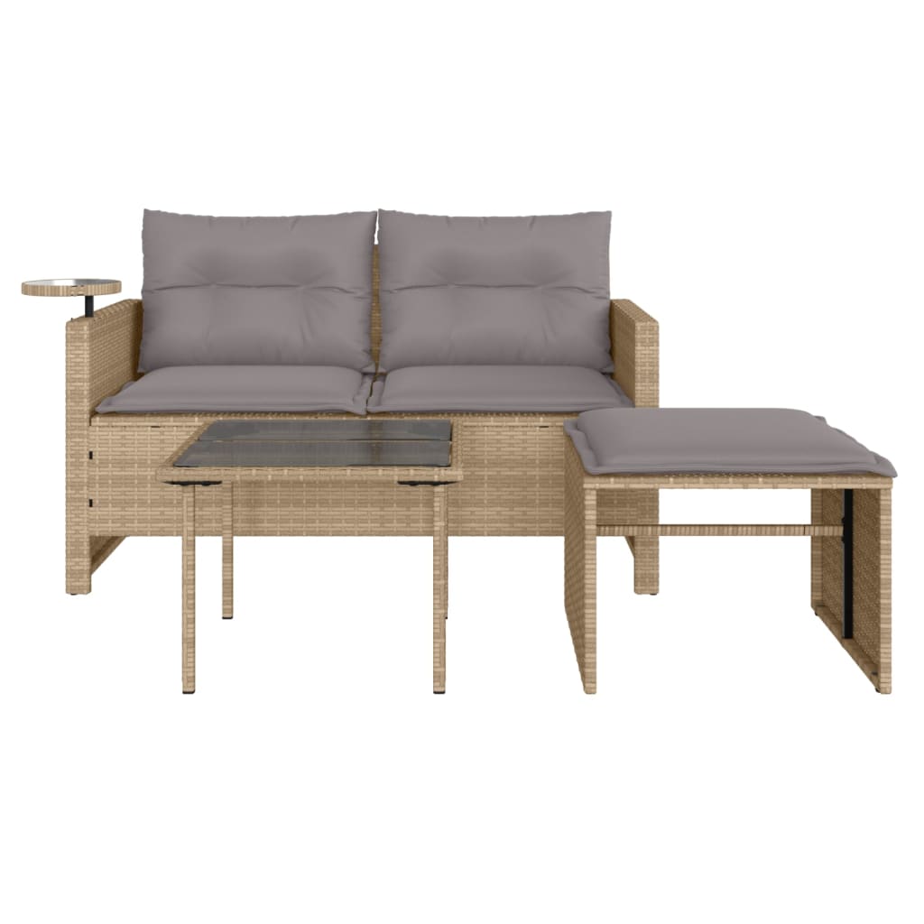 Set Divano da Giardino 3 pz con Cuscini-Sofa da Giardino-Divanetto da esterno Beige in Polyrattan 669233