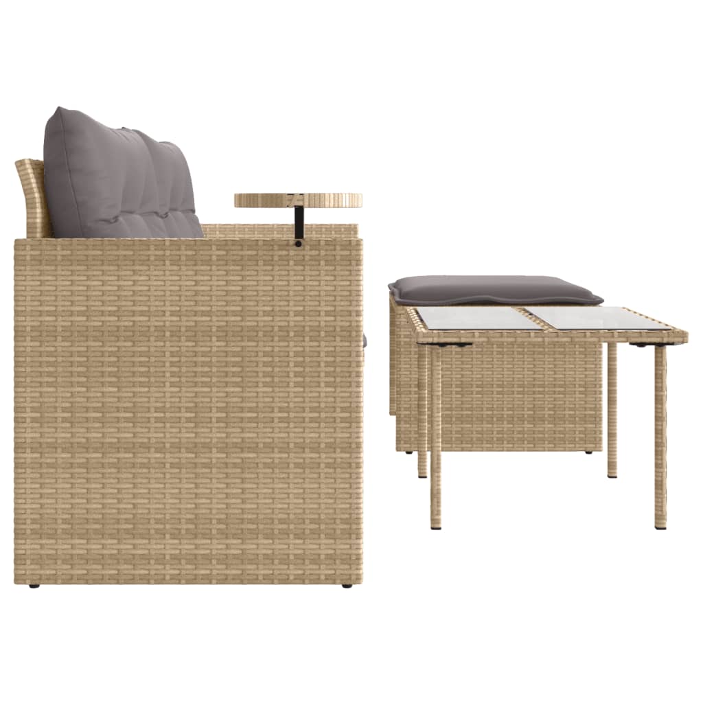 Set Divano da Giardino 3 pz con Cuscini-Sofa da Giardino-Divanetto da esterno Beige in Polyrattan 669233