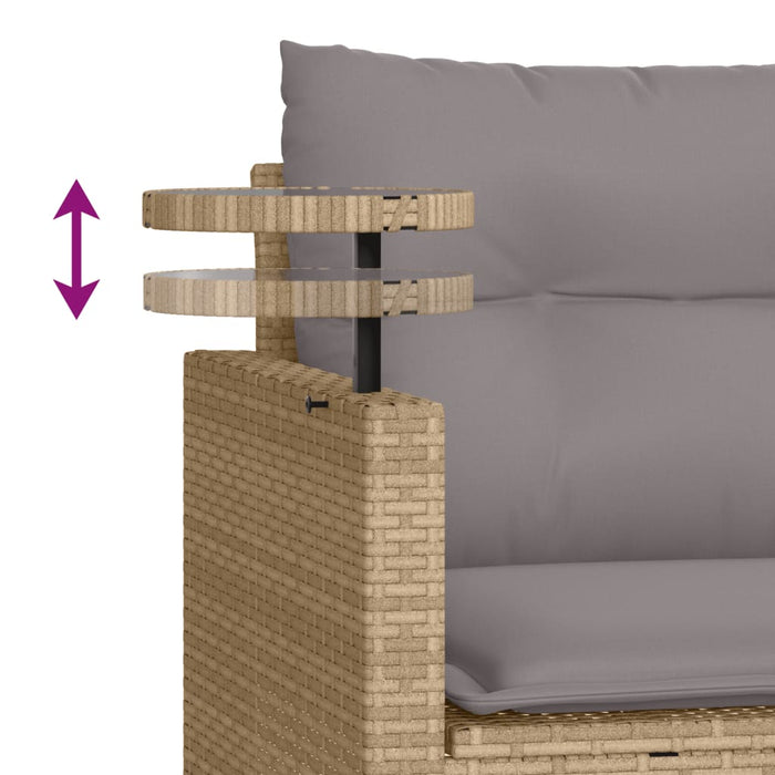 Set Divano da Giardino 3 pz con Cuscini-Sofa da Giardino-Divanetto da esterno Beige in Polyrattan 669233