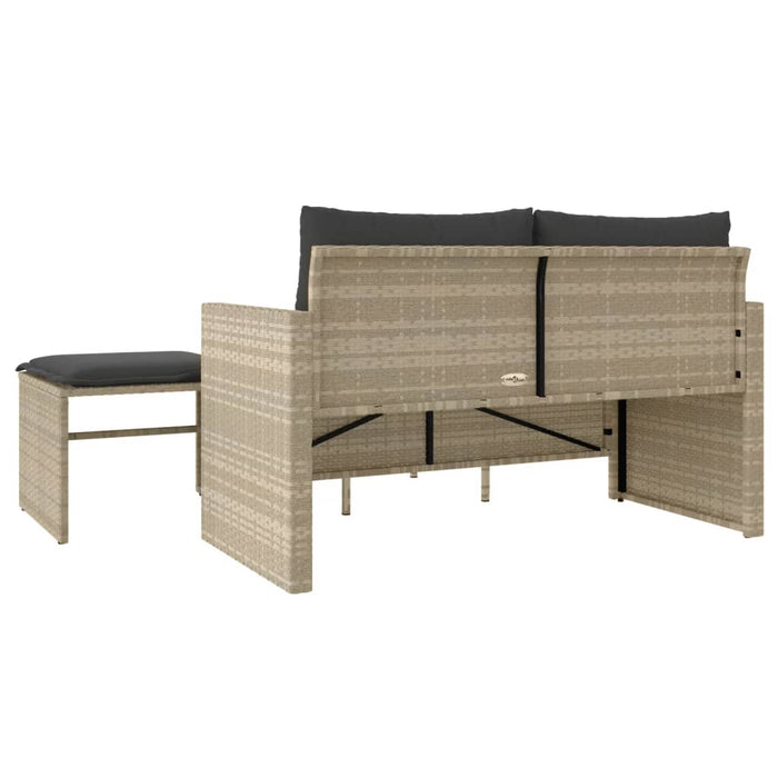 Set Divano da Giardino 3pz con Cuscini Grigio Chiaro Polyrattan 365463