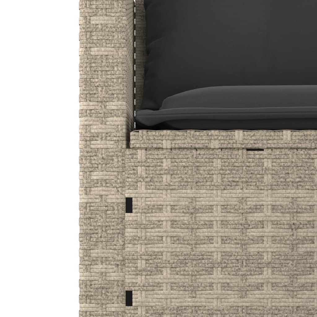 Set Divano da Giardino 3pz con Cuscini Grigio Chiaro Polyrattan 365463